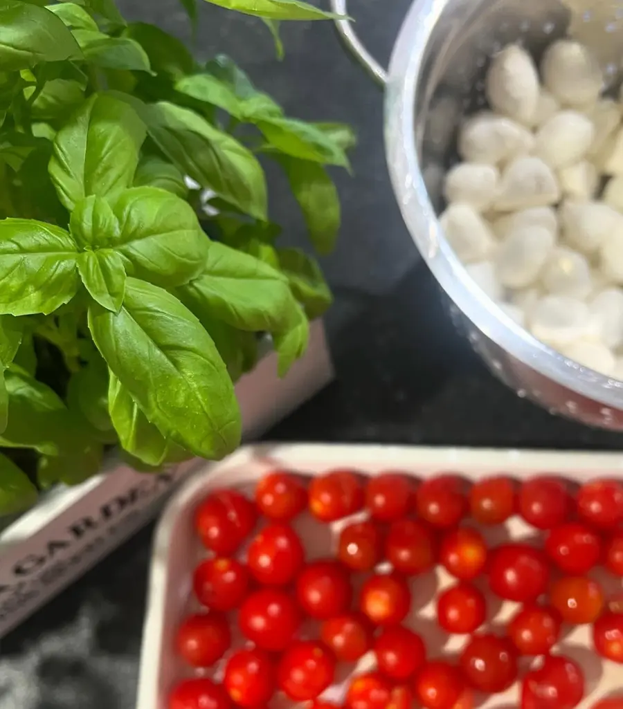 Fresh basil and cherry tomatoes